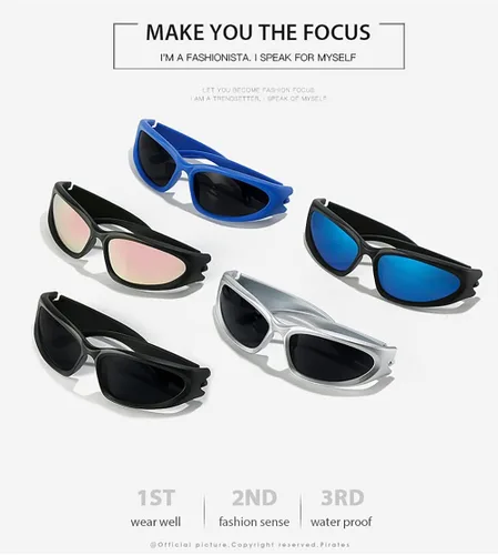 Vista 7 de PAMIX Gafas de sol envolventes a la moda para mujeres y hombres deportes vintage retro de los años 90 geniales tonos de los años 2000