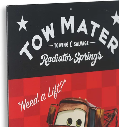 Vista 4 de Cartel de metal Disney Pixar Cars Tow Mater - Lindo cartel de Tow Mater - ¡Una forma más amigable de llevarte lejos!