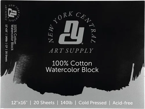 Vista 11 de New York Central Bloque de acuarela, 140 libras/10.58 oz/m², prensa en frío 4 x 10, 20 hojas, papel de acuarela archival para artistas, estudiantes