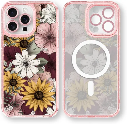 Vista 56 de Compatible para iPhone 13 Funda Bonita Estética - Funda para Teléfono Rosa con Purpurina con Protector de Cámara - Diseño de Cubierta