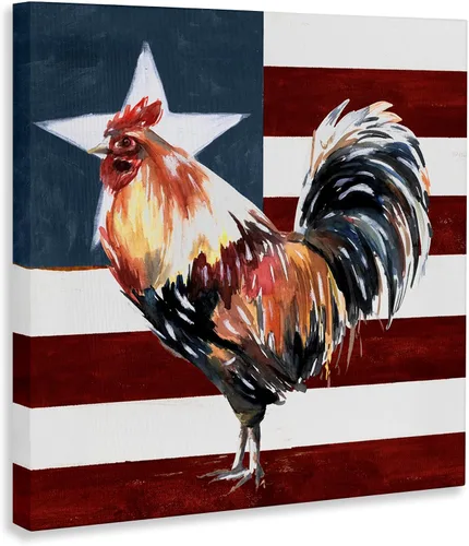 Vista 3 de Stupell Industries Bandera Americana Rooster de Estados Unidos, diseño de White Ladder