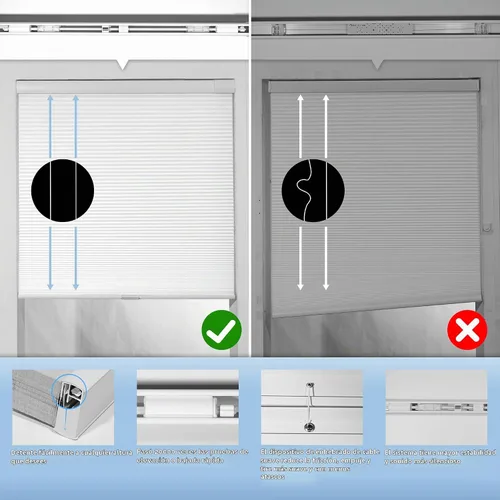 Vista 3 de Boolegon Persianas Sin Taladro para Ventanas Persianas Celulares Opacas Sin Cables Sin Herramientas Persianas de Panal Bajar Fácil Instalación
