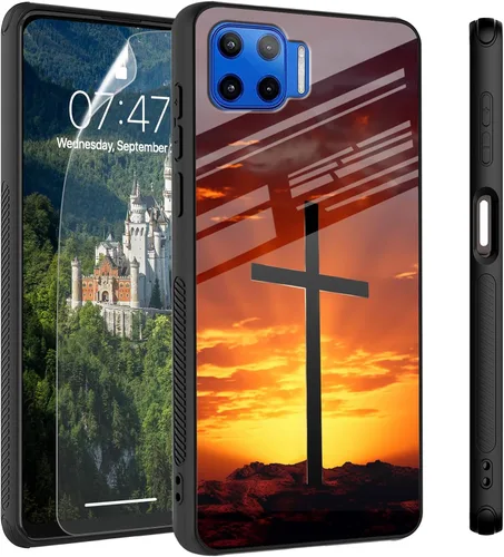 Vista 51 de Funda para Motorola Moto Edge 2022, cubierta trasera de vidrio templado con protector de pantalla, funda protectora a prueba de golpes para Motorola