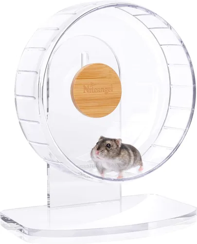 Vista 29 de Niteangel Ruedas de ejercicio súper silenciosas para hámster: ruedas giratorias silenciosas para hámster con soporte ajustable para hámsters, Verde