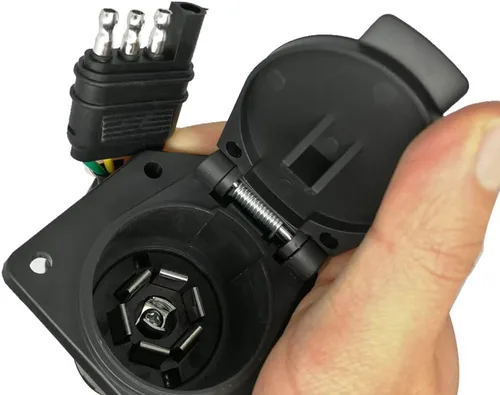 Vista 8 de Adaptador de cableado de remolque de hoja plana de 4 vías a 7 vías Enchufe de conector de camión con soporte de montaje