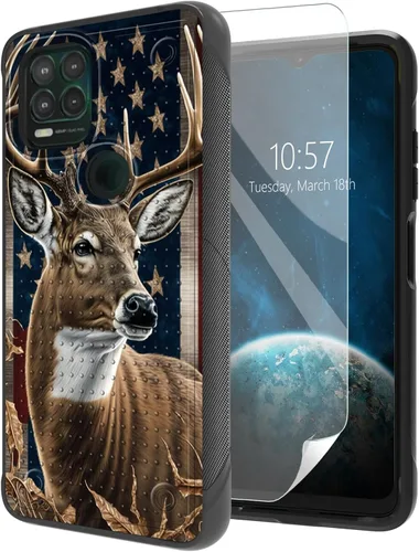 Vista 47 de Funda para Moto G Stylus 5G 2021 con protector de pantalla, a prueba de golpes, 2 en 1, parte trasera duradera de policarbonato duro texturizado
