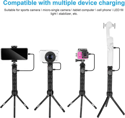 Vista 6 de FOMITO Agarre de batería multifuncional para cámara réflex digital, teléfono celular, bolsillo Osmo, para GoPro 10/9/8/7/6