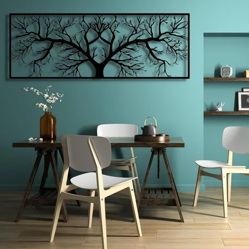 Vista 4 de Arte de pared de metal árbol de la vida, arte de pared de árbol de la vida, decoración de pared de ramas de árbol, colgante de pared de metal