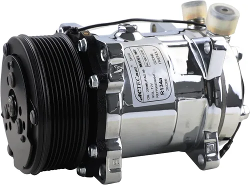 Vista 4 de Compresor universal del A/C con PV8 embrague Sanden 508 5H14 R134A correa serpentina cromada