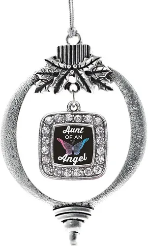 Vista 54 de Inspired Silver - Adorno con dije de reina de rodillo - Adornos navideños cuadrados de plata con joyas de circonita cúbica