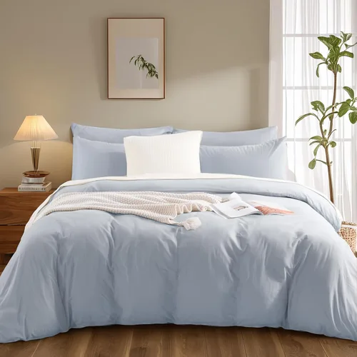Vista 347 de NEXHOME PRO Funda de edredón Twin XL 100% algodón lavado, transpirable, duradera, texturizada, similar al lino, juego de ropa de cama para el hogar