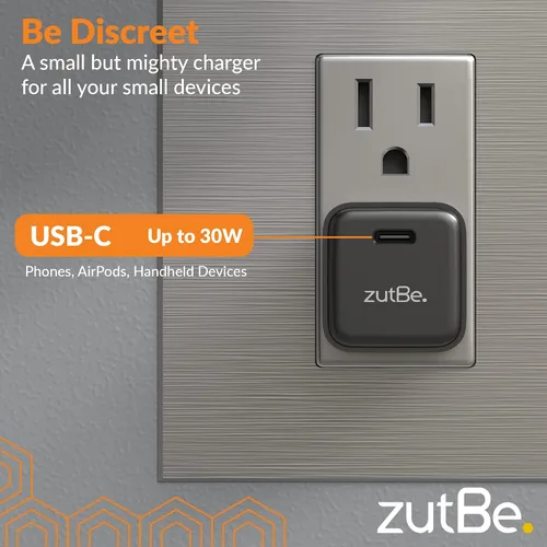 Vista 3 de zutBe Cargador de pared USB-C de 30 W, carga rápida PD PPS para iPhone 17, 16/15/14/13 Pro Max, Galaxy S23/S22, Pixel 8/7, iPad Pro/Mini