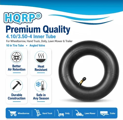 Vista 3 de HQRP Tubo interior 4.10/3.50-4 para carretilla, camión de mano, carretilla, cortacésped, remolque, tubo de neumático de 10 pulgadas, válvula