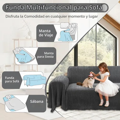 Vista 5 de Fundas de sofá seccional en forma de L 100% impermeables para esquinas, funda de sofá de chenilla con borla, funda de sofá suave y gruesa lavable