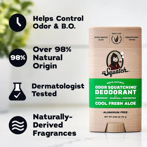 Vista 5 de Dr. Squatch Desodorante natural para hombres, sin aluminio, Summer Citrus + Cool Fresh Aloe, 2.65 oz, 2