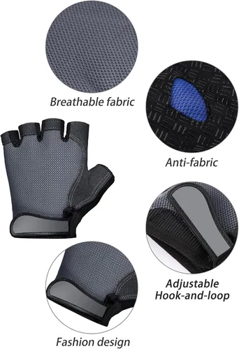 Vista 3 de SATINIOR 4 Pairs Fingerless Gloves Half-finger Cycling Sport Gloves for Outdoor Sports Biking Riding