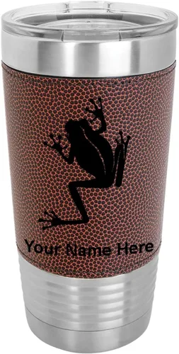 Vista 15 de LaserGram Personalized 20oz Tumbler, Tree Frog (Baseball Style) Engraved Gift, Faux Leather Wrap, Vacuum Insulated Stainless Steel, Laser Engraved