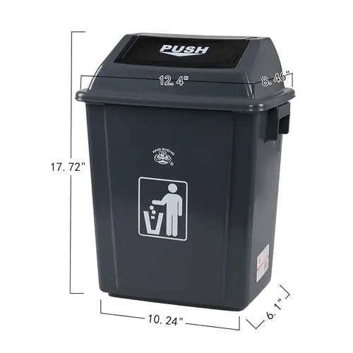 Vista 2 de Cubo de basura con tapa abatible de 5 galones, cubo de basura
