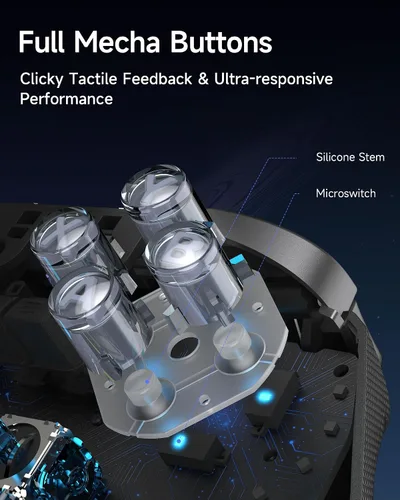 Vista 9 de EasySMX D10 Wireless Game Controller TMR Anti-Drift Joysticks, Dual-Mode Triggers, 1000Hz Polling, Mechanical Buttons, RGB Bluetooth Gamepad for