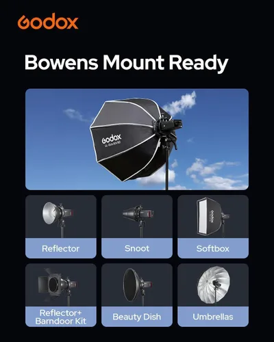 Vista 4 de Godox Soporte Speedlite S3 (S2 Upgrade) para Bowens Mount Holder Softbox Compact Lightweight Flash Bracket for Godox V1 V1Pro V100 AD100ProII