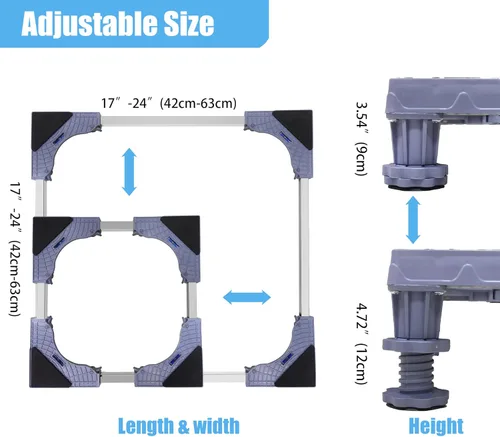 Vista 2 de Mini soporte de nevera ajustable para muebles, rodillo móvil, base multifuncional para lavadora, secadora, refrigerador, pedestal de lavandería, 4