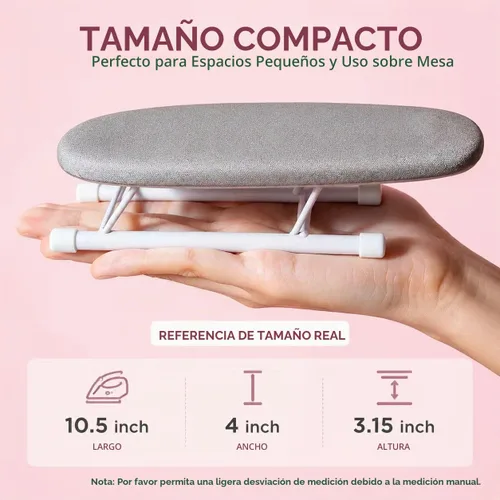 Vista 2 de Mini tabla de planchar de mesa, tabla de planchar pequeña plegable portátil con bolsa de almacenamiento de cordón de terciopelo negro, tabla
