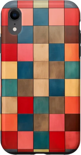 Vista 8 de Funda protectora con diseño a cuadros multicolor radiante para iPhone 14