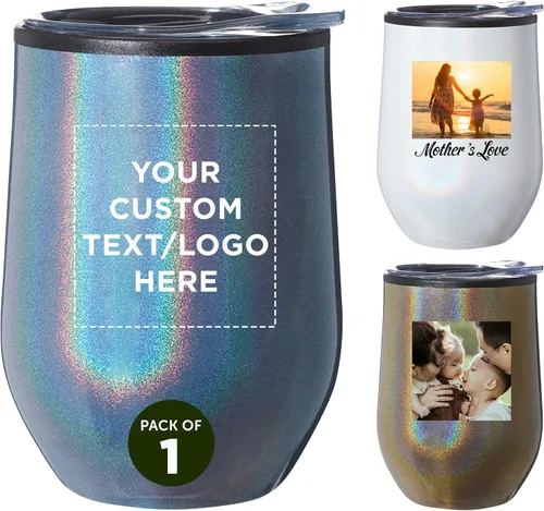 Vista 14 de DISCOUNT PROMOS Vasos de vino personalizados sin tallo de 12 onzas, juego de 6/12/24, paquete a granel personalizado, aislados, perfectos para vino