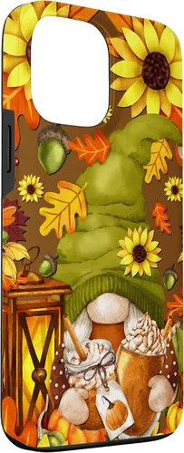 Vista 3 de iPhone 13 Pro Max Lindo gnomo de especias de calabaza con árbol de otoño hojas de otoño