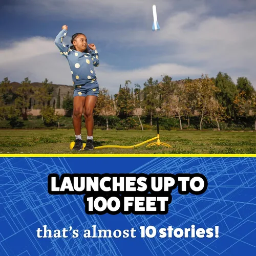 Vista 4 de Stomp Rocket Jr Lanzacohetes de luz para niños - 4 cohetes que brillan en la oscuridad - Juguete divertido para exteriores, regalo para niños