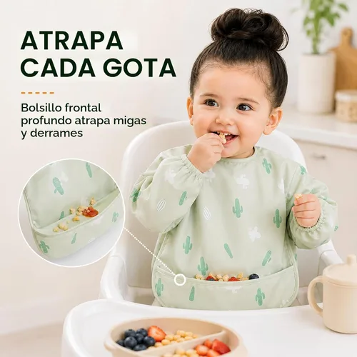 Vista 8 de ANGORA BRANDS Babero de silicona para bebés y bebés, 100% impermeable de grado alimenticio con bolsillo profundo para atrapar alimentos, ajustable