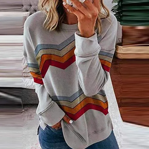 Vista 2 de Sudadera de gran tamaño para mujer, otoño, invierno, cuello redondo, trajes de moda de manga larga, camisetas gráficas, ropa de Halloween