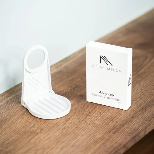 Vista 6 de Atlas Cup - Colector de goteo de detergente para ropa, soporte para vasos de detergente, ajuste universal, color blanco, paquete de 4