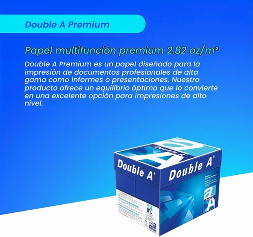 Vista 10 de Double A Papel de impresión A4 - 500 hojas - 80GSM- Dimensiones 8.3" x 11.7" - Blanco