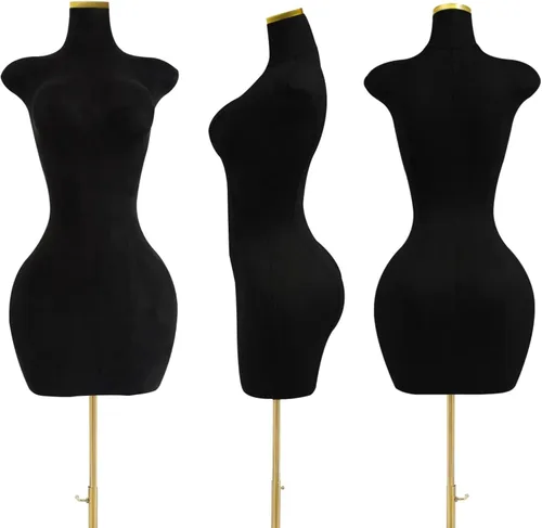 Vista 5 de Torso de maniquí femenino de talla grande con soporte, ajustable de 59 a 83 pulgadas, maniquí de cuerpo completo para tienda de ropa, tienda