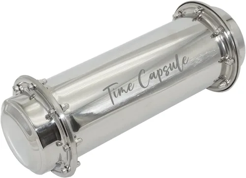 Vista 5 de Time Capsule - Contenedor de cápsula de acero inoxidable con grabado láser, varios tamaños, anticorrosión, impermeable, contenedor de cierre