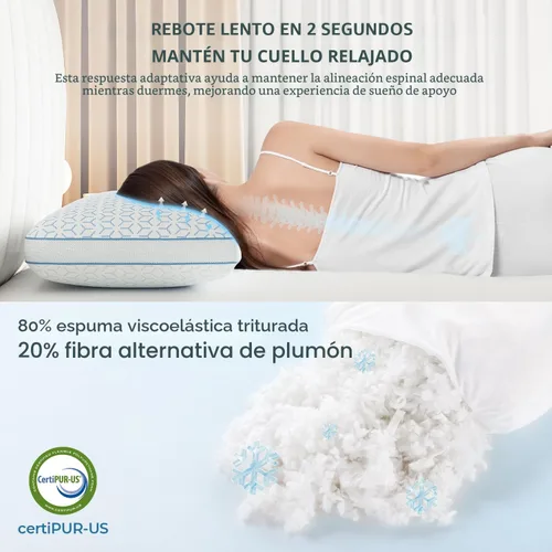 Vista 4 de Almohadas refrescantes Sweetnight tamaño Queen, conjunto de 2, almohadas de espuma viscoelástica triturada de 2 paquetes para durmientes calientes