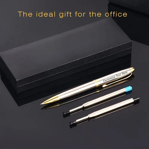Vista 4 de OXYEFEI Bolígrafo de lujo, bolígrafos de lujo personalizados para oficina de negocios, bolígrafo ejecutivo con 2 lugares para grabar texto