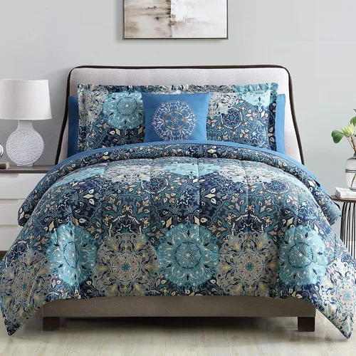 Vista 2 de Modern Threads - Juego de edredón de la colección Granada - Microfibra reversible - Elegante juego de cama estampado - Incluye edredón, sábanas