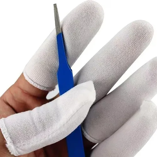 Vista 4 de 100 catres de algodón para dedos, fundas de tela con anillos elásticos, fundas para los dedos, funda protectora para las puntas de los dedos