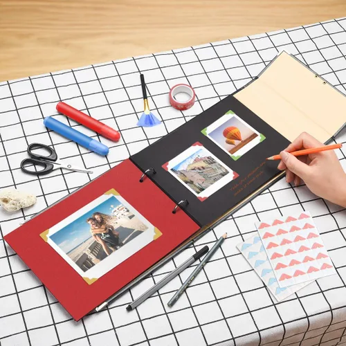 Vista 5 de Álbum de recortes Firbon hecho a mano DIY álbumes de fotos familiares álbum de memoria para parejas libro de recortes de página negra para Negro