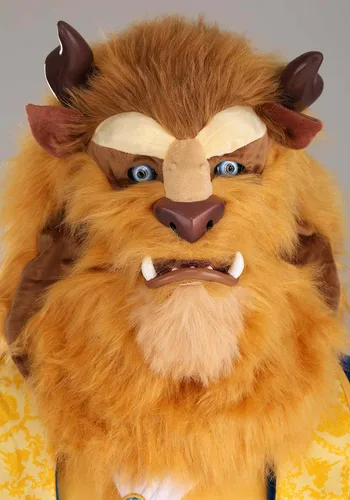 Vista 4 de Disfraz de bestia para adultos, máscara de cabeza completa para hombre de la Bella y la Bestia de Disney, vestido para impresionar, traje azul