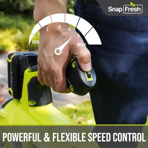 Vista 6 de SnapFresh Soplador de hojas sin escobillas de 20V inalámbrico - 550 CFM/193 KM/H Sopladores de hojas alimentados por batería de 4.0Ah con cargador