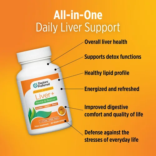 Vista 4 de DOCTORS' PREFERRED Liver+ Revive & Restore Fórmula 10 en 1 con hígado y cardo mariano de 4 pies clínicamente validados 60 cápsulas