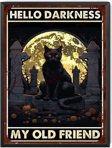 Vista 11 de Letrero de lata retro con diseño de gato negro, regalo de mamá de gato, decoración de gato negro de Halloween, regalo para amantes de los gatos