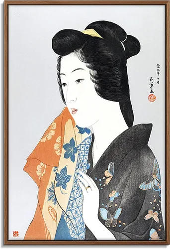 Vista 28 de Utagawa Kuniyoshi - Lienzo con marco flotante para pared, pintura japonesa Ukiyo-e, un pájaro gigante y una langosta - 16 x 24 pulgadas