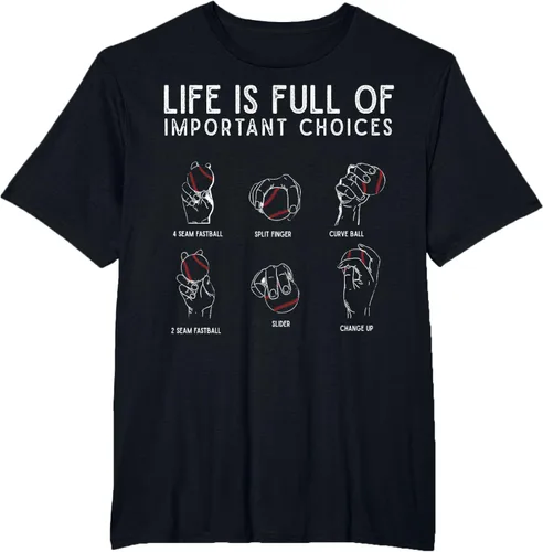 Vista 47 de Tipos de béisbol Pitches Life Choices Jugador Camiseta