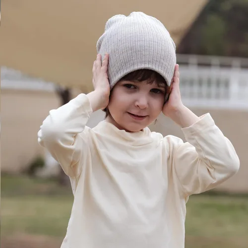 Vista 5 de LMLALML Gorro de invierno para niños pequeños, elegante gorro de invierno de punto para niños