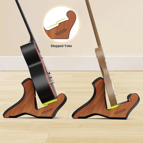 Vista 4 de GLEAM Soporte de guitarra – Universal MDF de madera para guitarra eléctrica acústica y bajo, estilo X-Frame Portátil, con cubierta de espuma suave