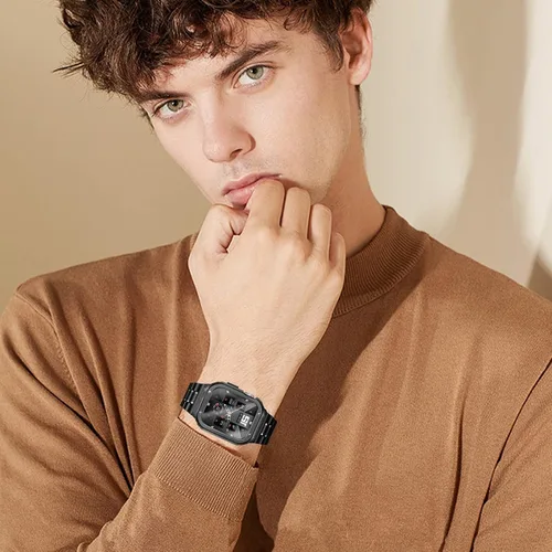 Vista 5 de MioHHR Correa de Acero Inoxidable para Reloj con Estuche Compatible con Correas de Apple Watch 40/41 mm, Correa Resistente con Cubierta Protectora
